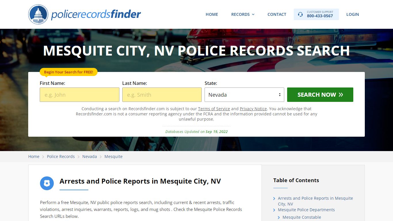 MESQUITE CITY, NV POLICE RECORDS SEARCH - RecordsFinder